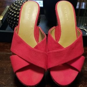 Nine West Red Sexy Platform Slide